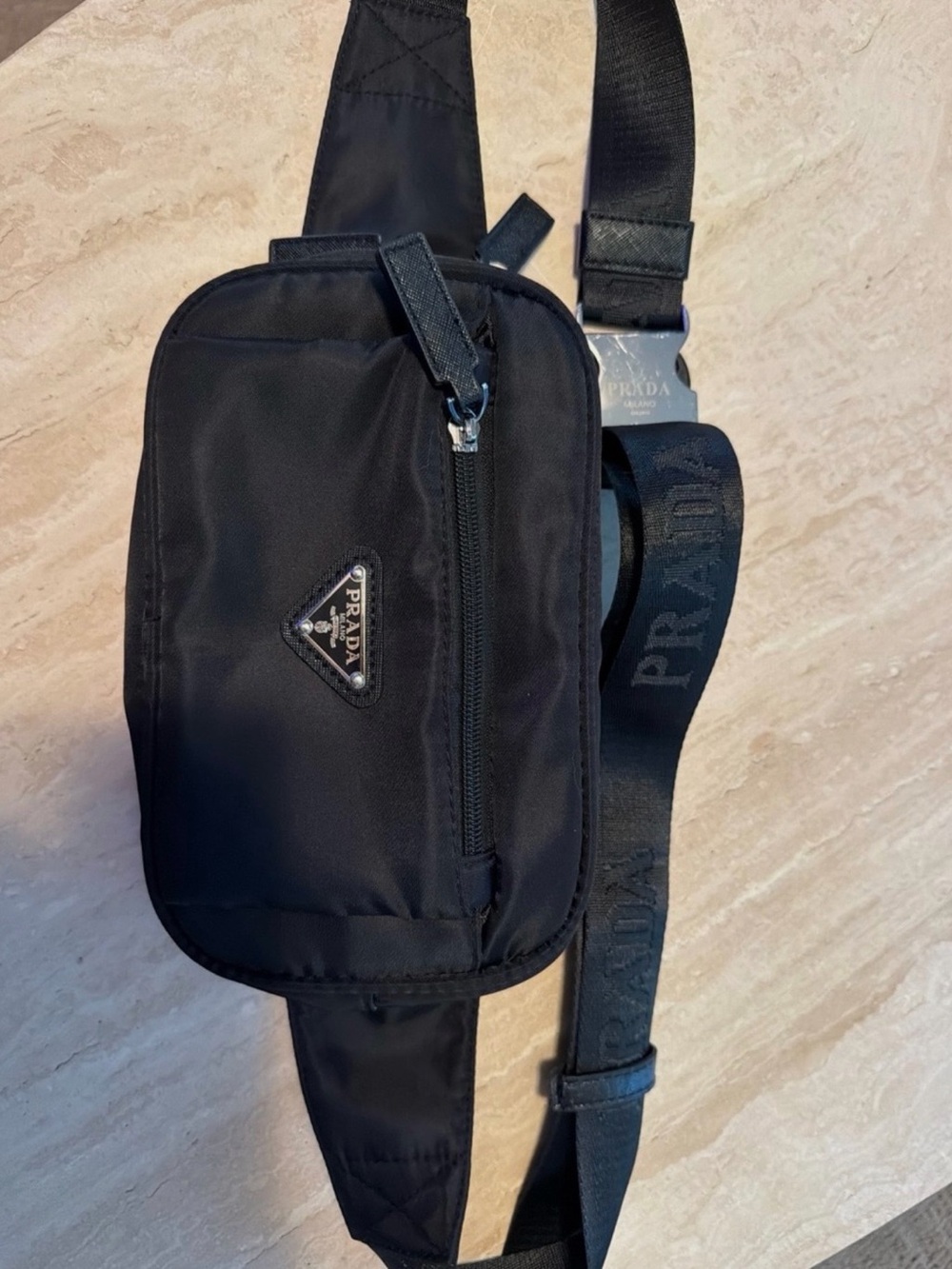 Prada Black Nylon Men's Waist Pouch with Triangle Logo - Picture 4 of 5